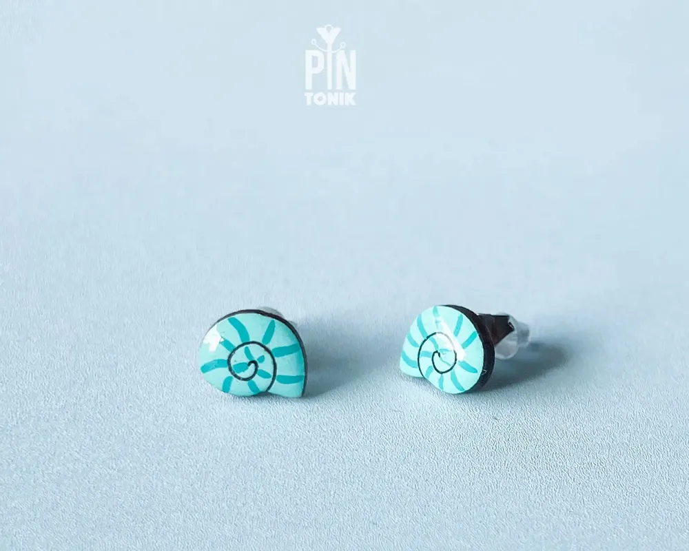Jewelry - Shell Stud Earrings - Contemporary Marine Form - PINTONIK