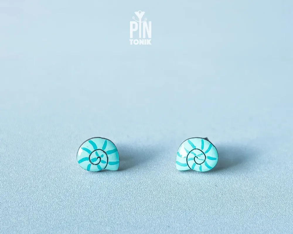 Jewelry - Shell Stud Earrings - Contemporary Marine Form - PINTONIK