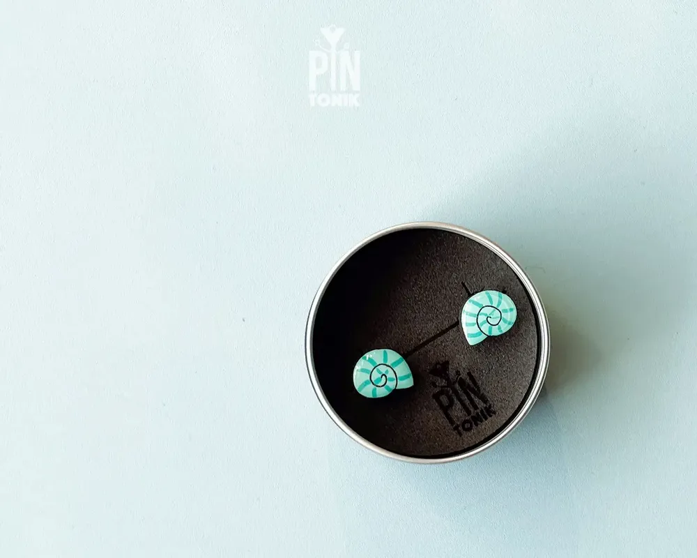 Jewelry - Shell Stud Earrings - Contemporary Marine Form - PINTONIK