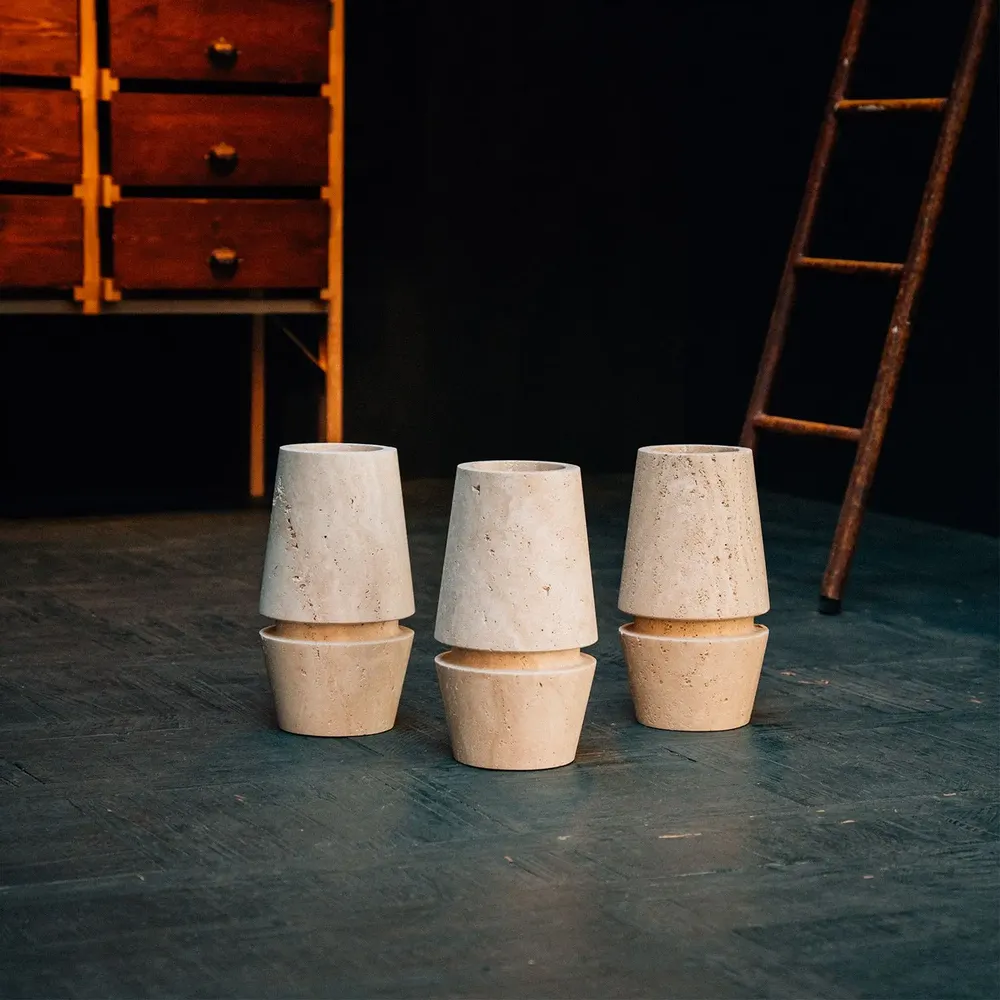 Platter and bowls - TRAVERTINE VASE 'MOTTO' - KIWANO CONCEPT