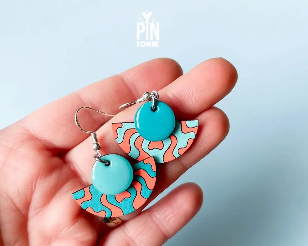 Jewelry - Graphic Half-Moon Dangle Earrings - PINTONIK