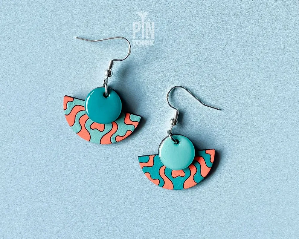 Jewelry - Graphic Half-Moon Dangle Earrings - PINTONIK