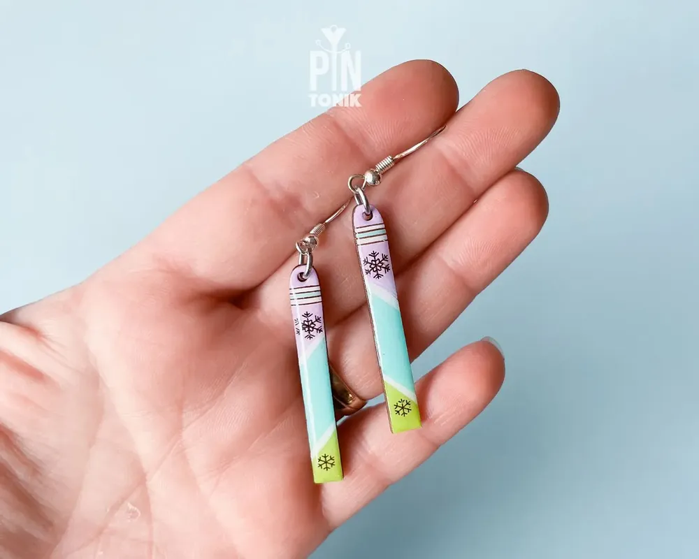 Jewelry - Ski Dangle Earrings - Minimal Alpine Design - PINTONIK