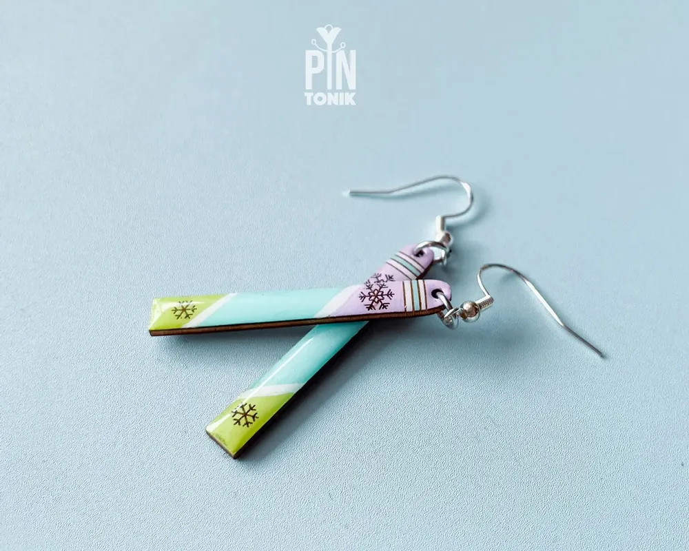 Jewelry - Ski Dangle Earrings - Minimal Alpine Design - PINTONIK