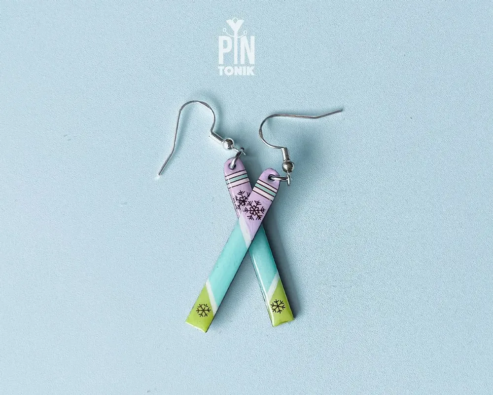 Jewelry - Ski Dangle Earrings - Minimal Alpine Design - PINTONIK