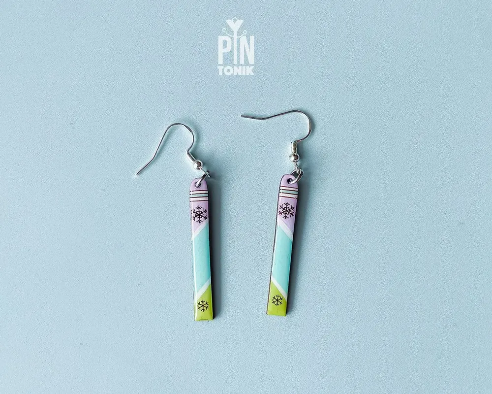 Jewelry - Ski Dangle Earrings - Minimal Alpine Design - PINTONIK