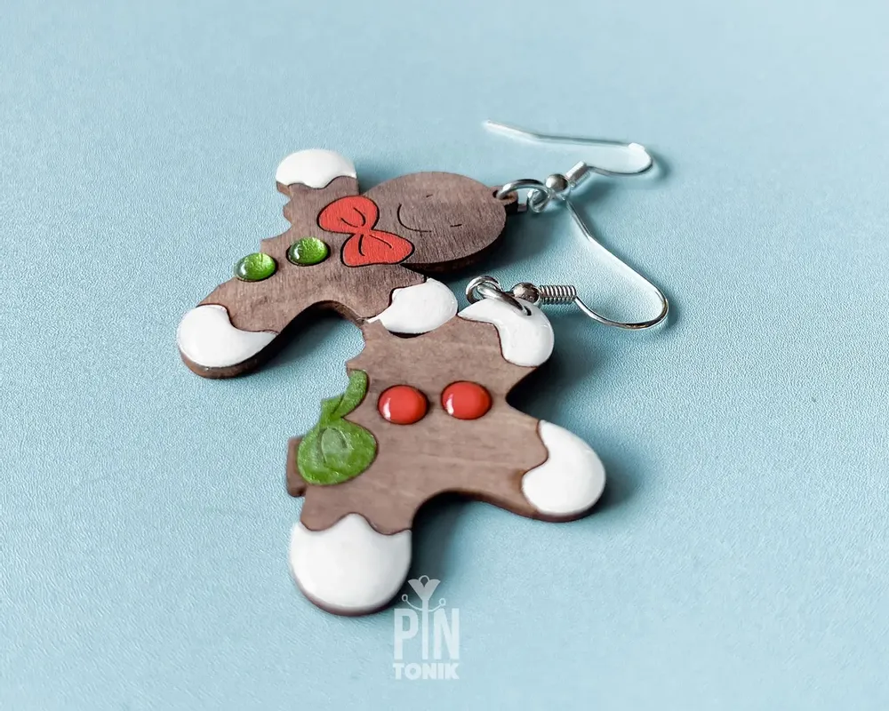 Bijoux - Boucles d'oreilles Bonhomme en pain d'épice - Bijoux de Noël amusants - PINTONIK
