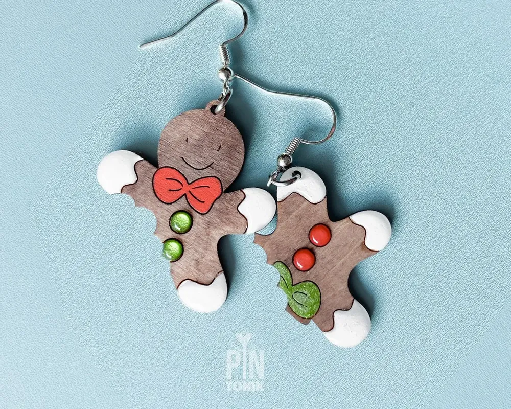 Bijoux - Boucles d'oreilles Bonhomme en pain d'épice - Bijoux de Noël amusants - PINTONIK