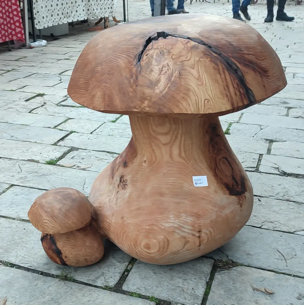 Pièces uniques - Champignons tabourets sculptés en bois - BOIS DE LION