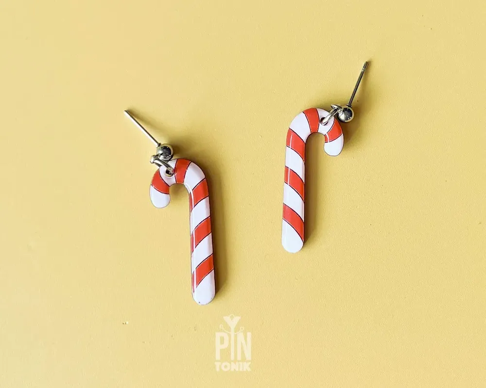 Jewelry - Candy Cane Dangle Earrings - PINTONIK