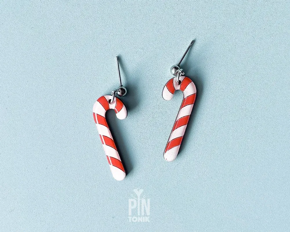 Jewelry - Candy Cane Dangle Earrings - PINTONIK