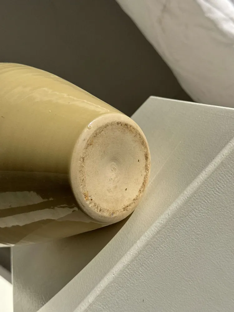 Vases - Large beige vase with blue and pink border H27 D21 - OFFICE OBJETS