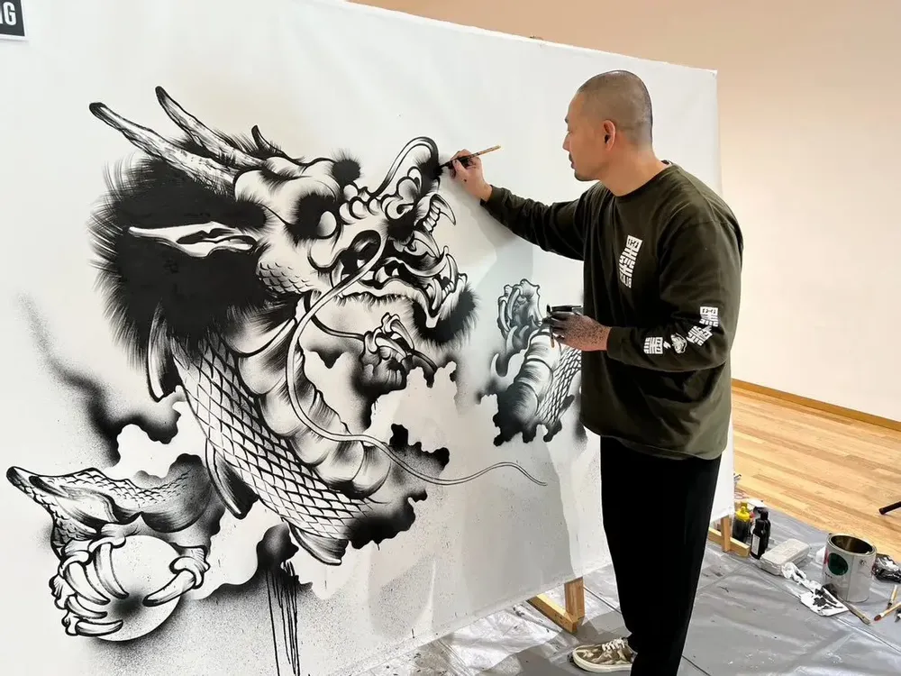 Linge de table textile - Collaboration artistique【Dragon】par Yasunori Kimata - MAEKAKE BY ANYTHING CO.,LTD.