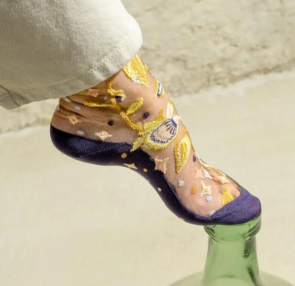 Cadeaux - Parures Patures 39-41 : Chaussettes transparentes à fleurs femme - ATELIER ST EUSTACHE