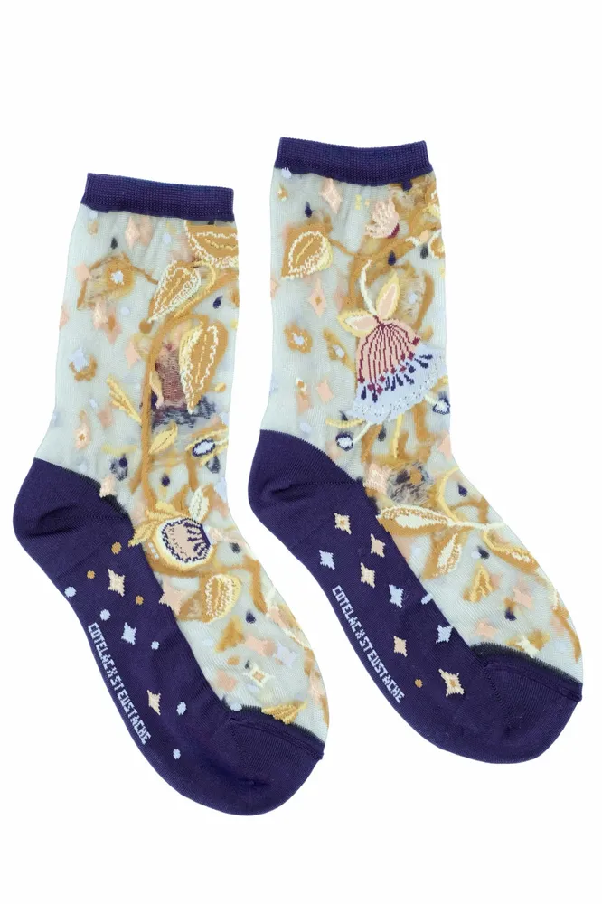 Cadeaux - Parures Patures 36-38 : Chaussettes transparentes à fleurs femme - ATELIER ST EUSTACHE
