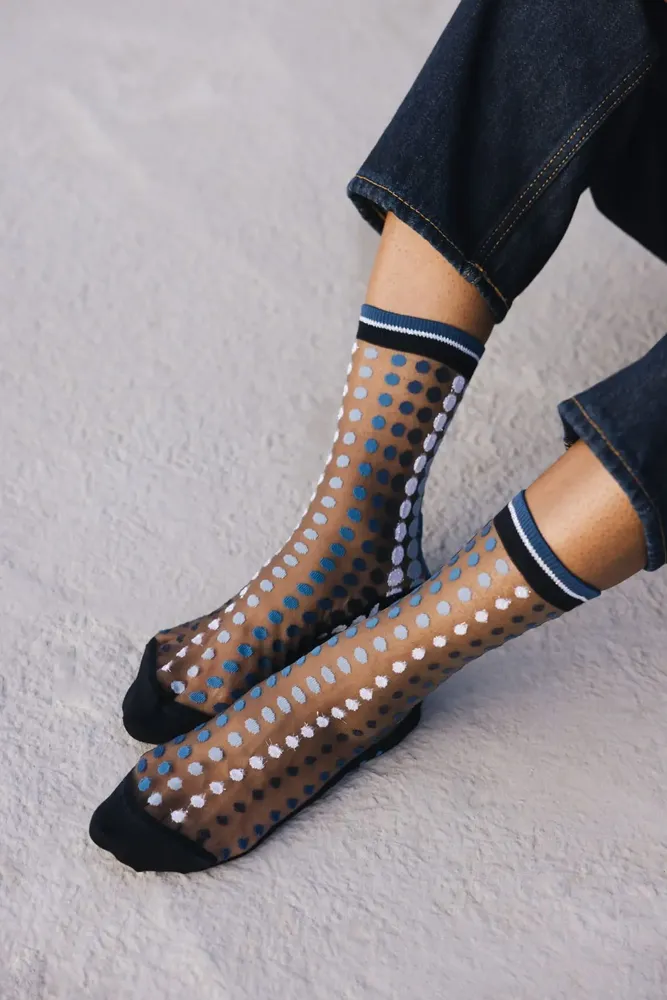 Cadeaux - Vetrata Bleue 36-38 : Chaussettes transparentes pois femme - ATELIER ST EUSTACHE