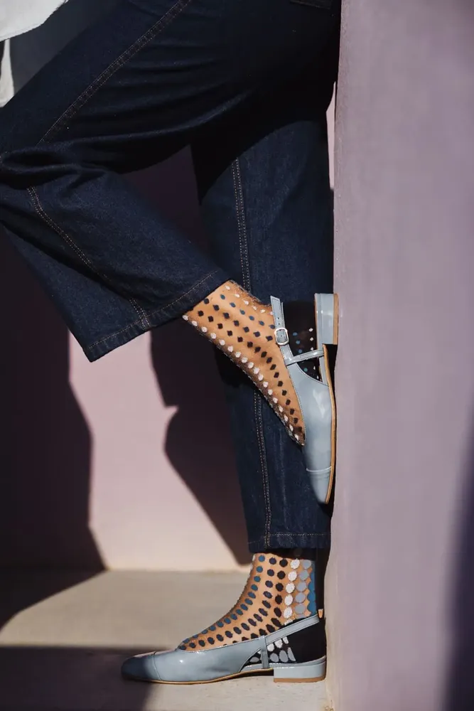 Cadeaux - Vetrata Bleue 36-38 : Chaussettes transparentes pois femme - ATELIER ST EUSTACHE