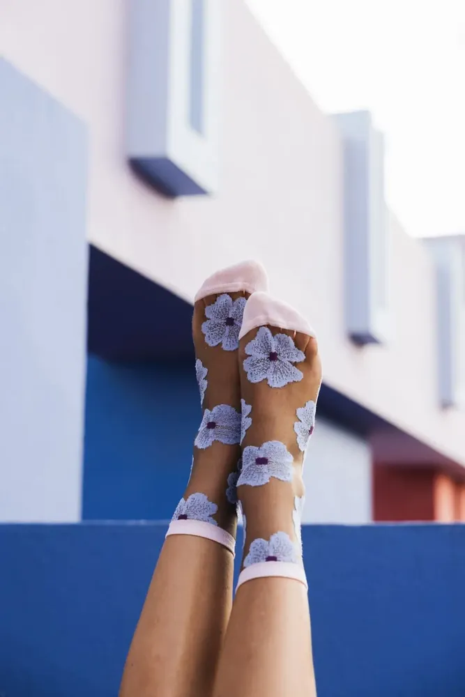 Gifts - Murano Mauve 39-41 : Women’s sheer floral socks - ATELIER ST EUSTACHE