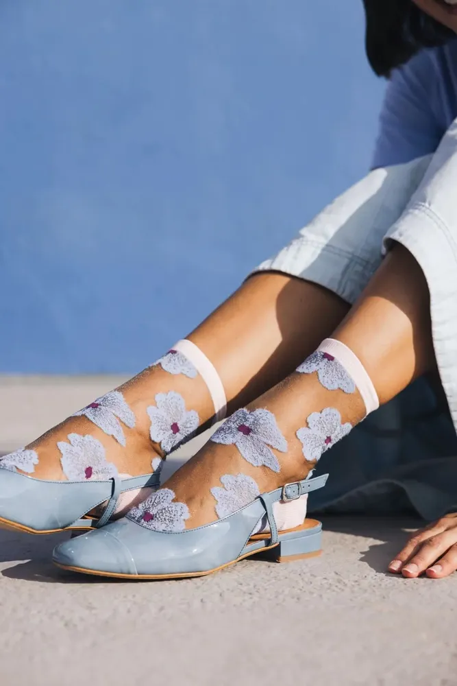 Gifts - Murano Mauve 36-38 : Women’s sheer floral socks - ATELIER ST EUSTACHE