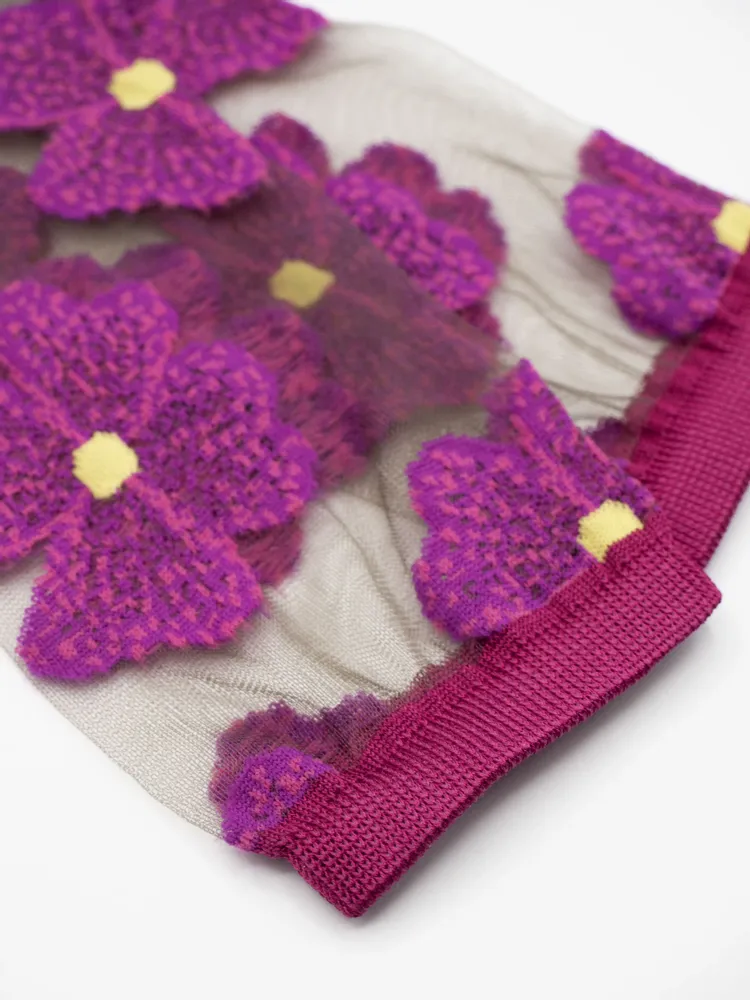 Gifts - Murano Fuschia 39-41 : Women’s sheer floral socks - ATELIER ST EUSTACHE