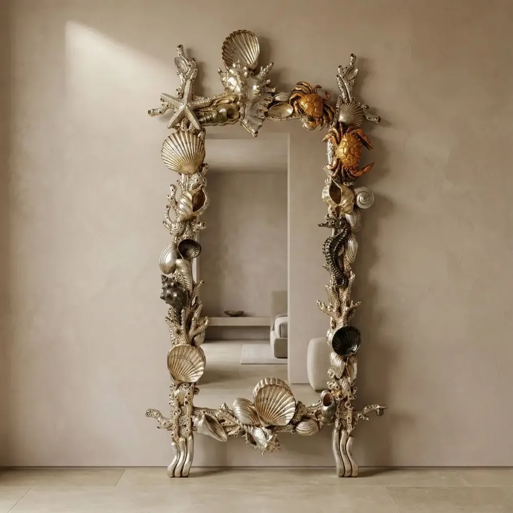 Mirrors - Grotta Marina – Sculptural Shell Mirror - KUZCO ART MAISON
