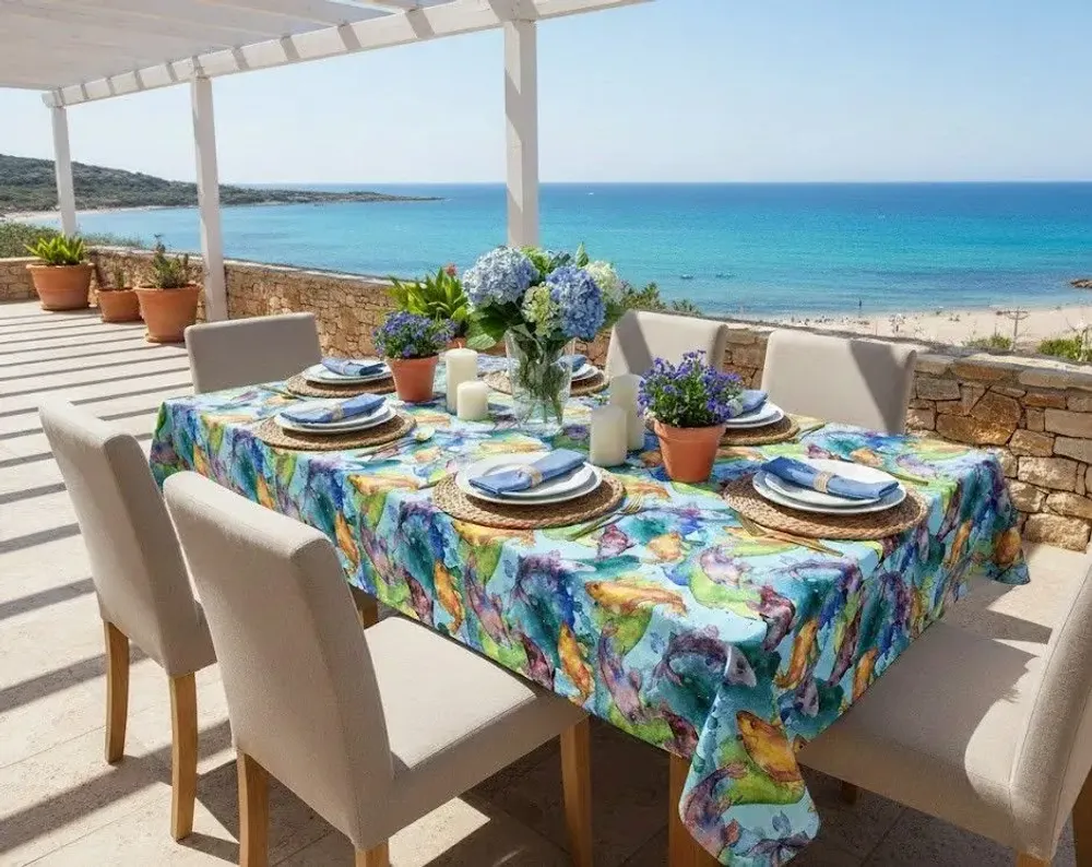 Linge de table textile - Sardegna Blu tablecloth: fish  028 - PASELLA 1972 JOYFUL TABLECLOTH