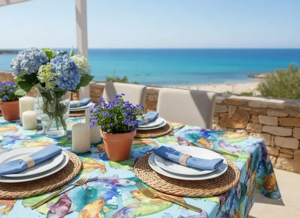 Linge de table textile - Sardegna Blu tablecloth: fish  028 - PASELLA 1972 JOYFUL TABLECLOTH