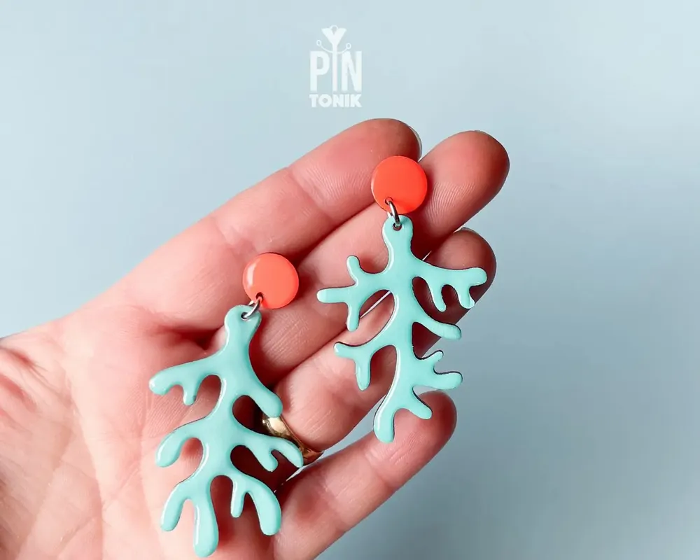 Jewelry - Neon Coral Dangle Earrings - PINTONIK
