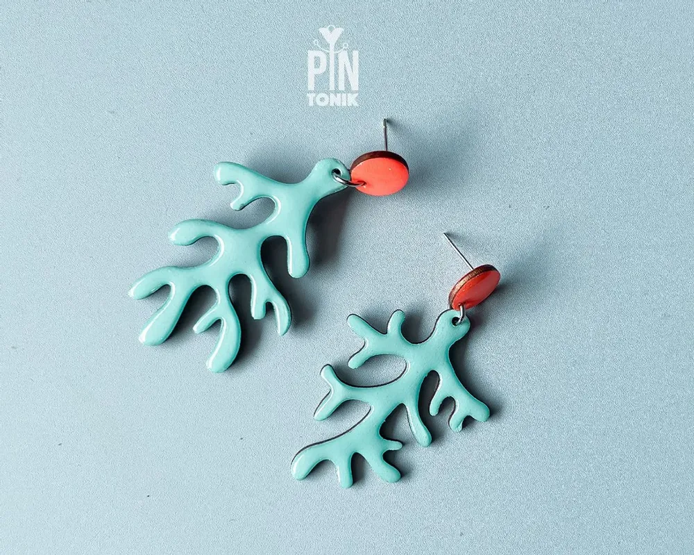 Jewelry - Neon Coral Dangle Earrings - PINTONIK
