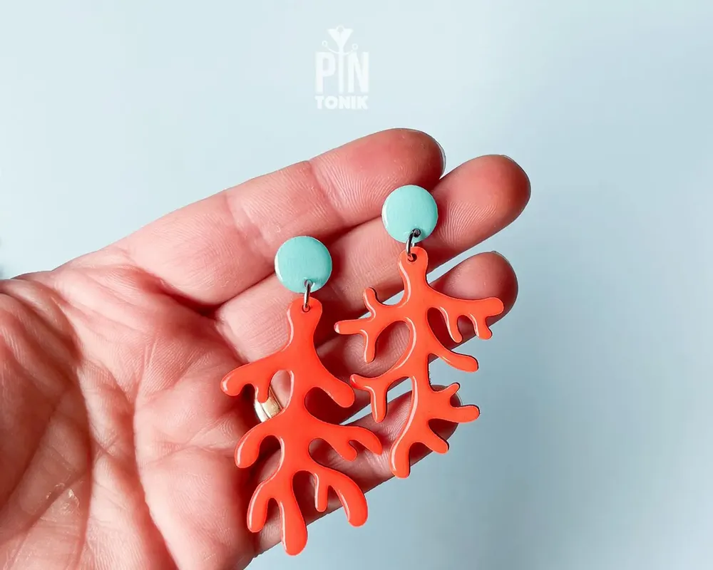 Jewelry - Marine Coral Dangle Earrings in Vibrant Neon Colors - PINTONIK