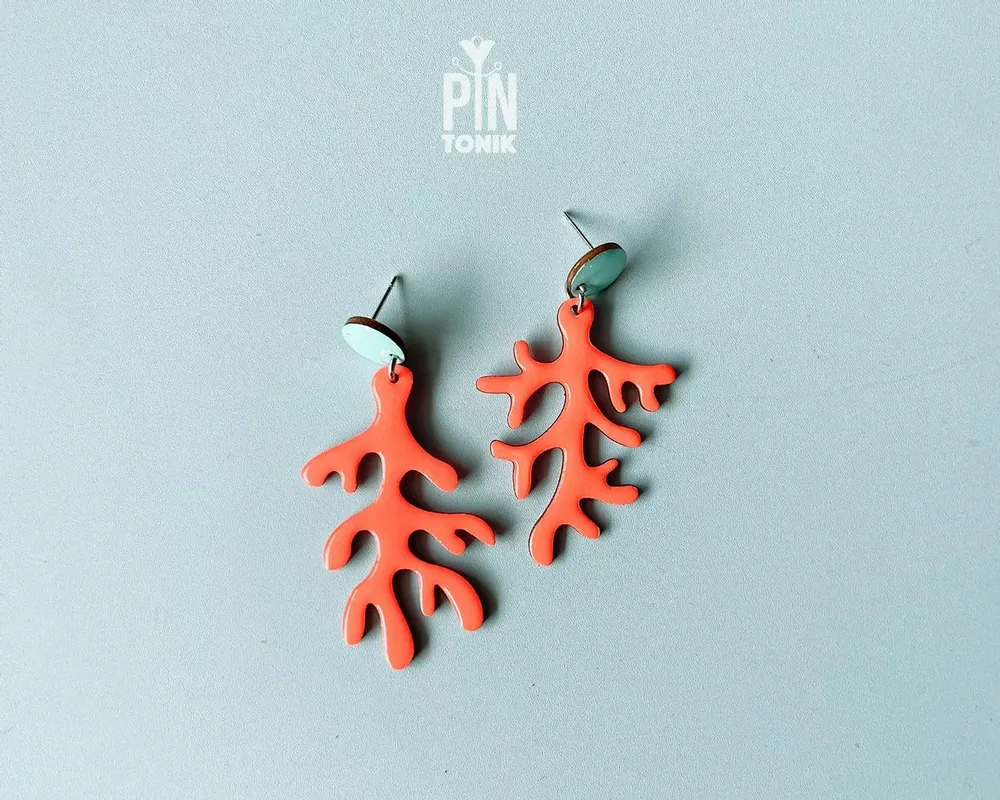 Jewelry - Marine Coral Dangle Earrings in Vibrant Neon Colors - PINTONIK