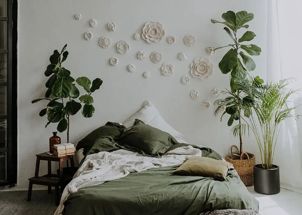 Wall panels - MEADOW FLOWERS - Handcrafted Plaster Floral Set - DABA DECO