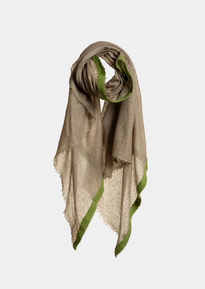 Scarves - GRAN SOUFFLE SEMI FELTED W/FELTING BORDERS - MIRROR IN THE SKY CASHMERE