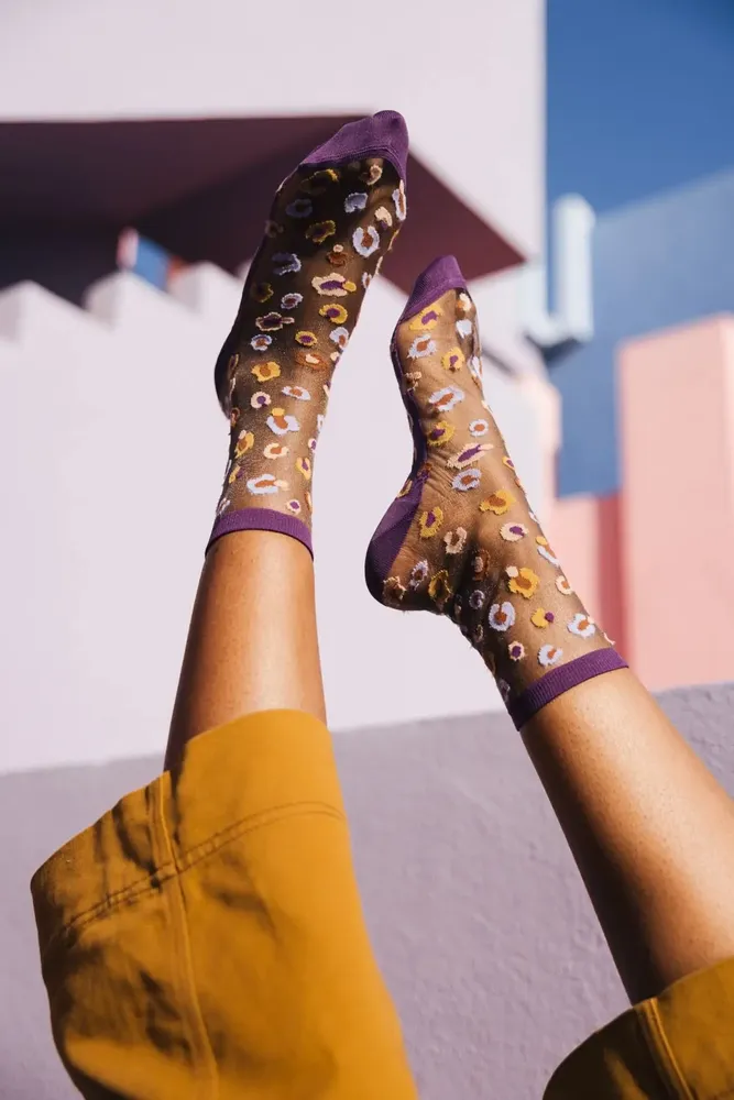 Gifts - Horseshoe Bend Prune 39-41 : Women’s sheer leopard socks - ATELIER ST EUSTACHE
