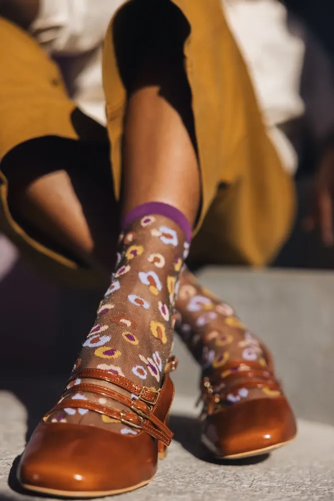 Gifts - Horseshoe Bend Prune 39-41 : Women’s sheer leopard socks - ATELIER ST EUSTACHE