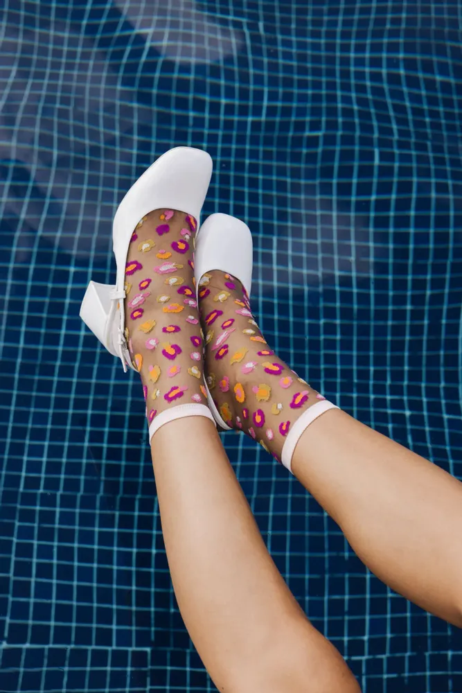 Cadeaux - Horseshoe Bend Pink 36-38 : Chaussettes transparentes léopard doré - ATELIER ST EUSTACHE