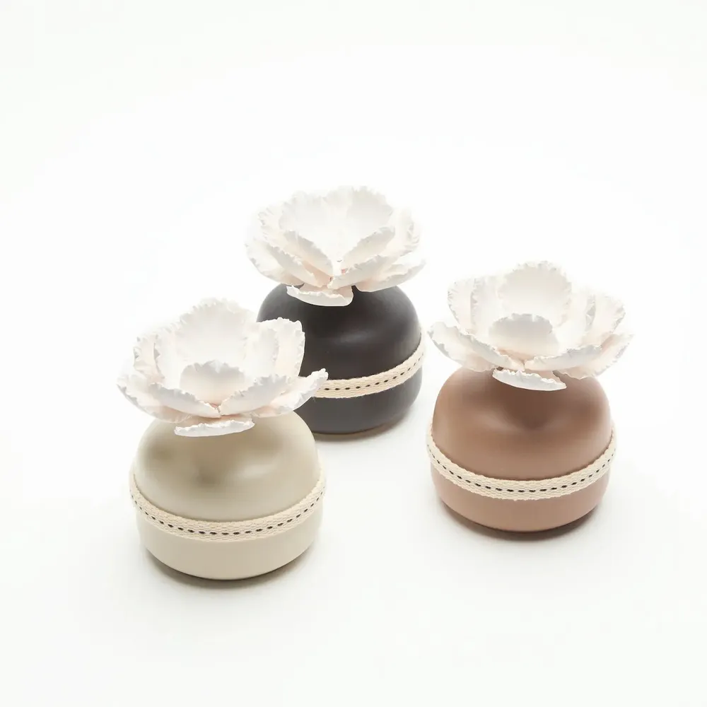 Décorations florales - Diffuseur de parfum en céramique avec fleur pivoine en porcelaine ANOQ - ANOQ