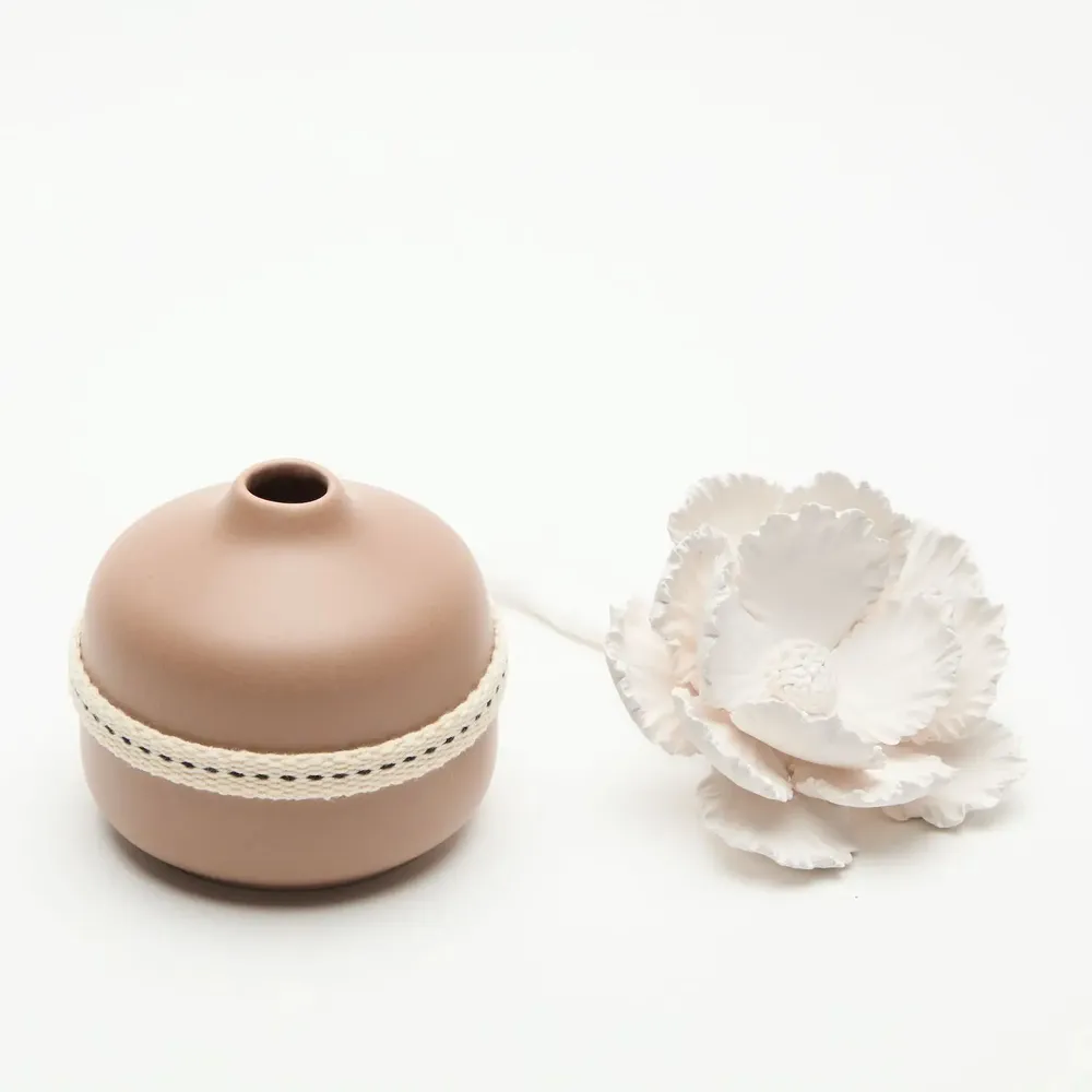 Décorations florales - Diffuseur de parfum en céramique avec fleur pivoine en porcelaine ANOQ - ANOQ