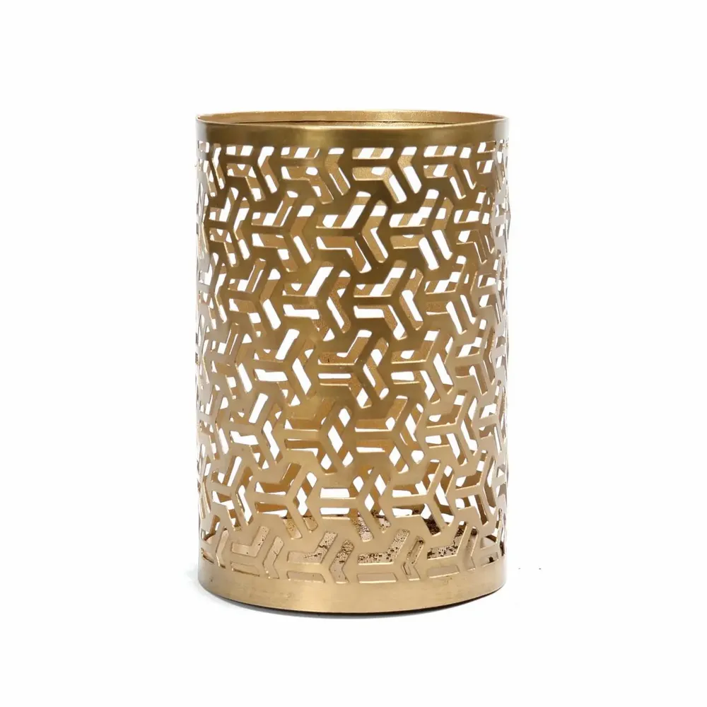 Candlesticks and candle holders - The Hollow Zigzag - Gold - M - BAZAR BIZAR LIVING