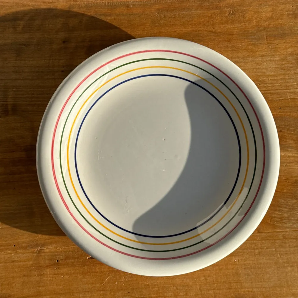 Everyday plates - Set of 2 large Italian plates with sparkle red border green yellow bl - OFFICE OBJETS