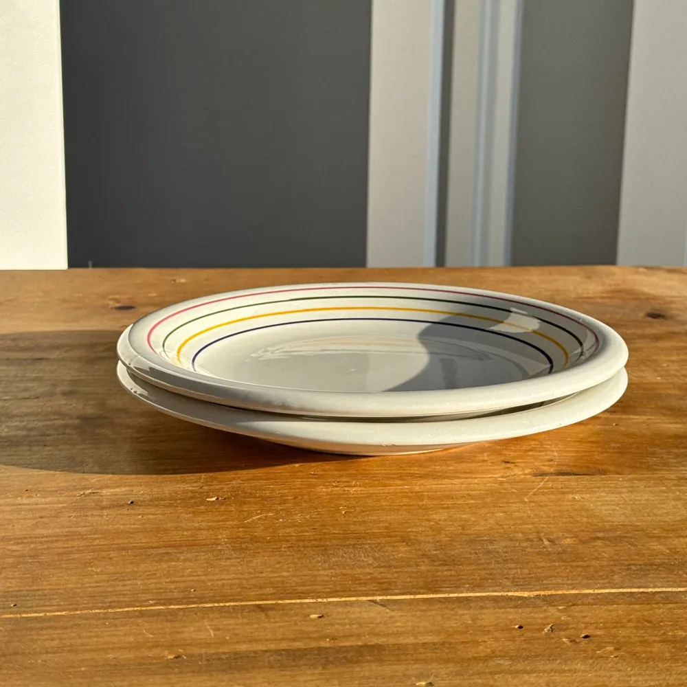 Everyday plates - Set of 2 large Italian plates with sparkle red border green yellow bl - OFFICE OBJETS