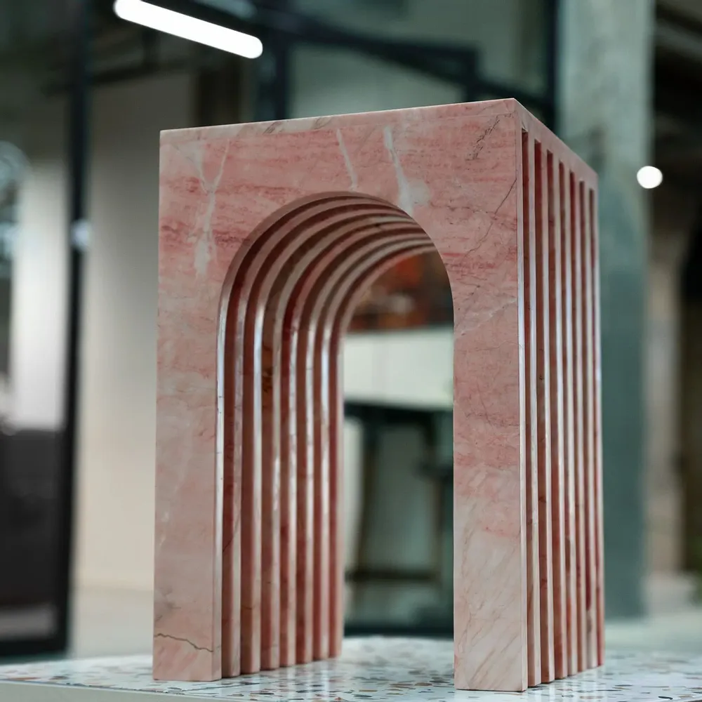 Coffee tables - "BALANCE" PINK MARBLE SIDE TABLE - KIWANO CONCEPT