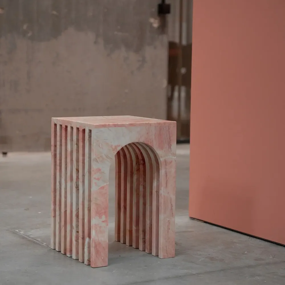 Coffee tables - "BALANCE" PINK MARBLE SIDE TABLE - KIWANO CONCEPT