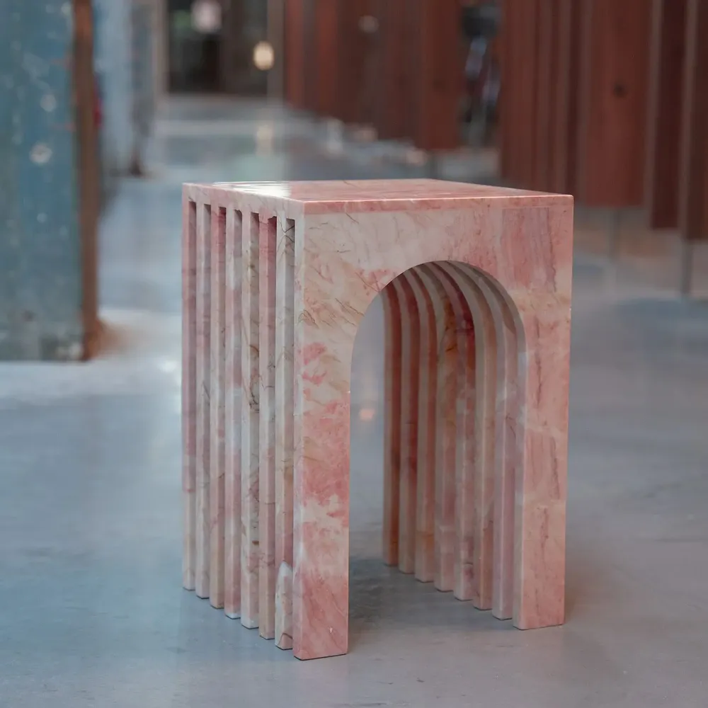 Coffee tables - "BALANCE" PINK MARBLE SIDE TABLE - KIWANO CONCEPT