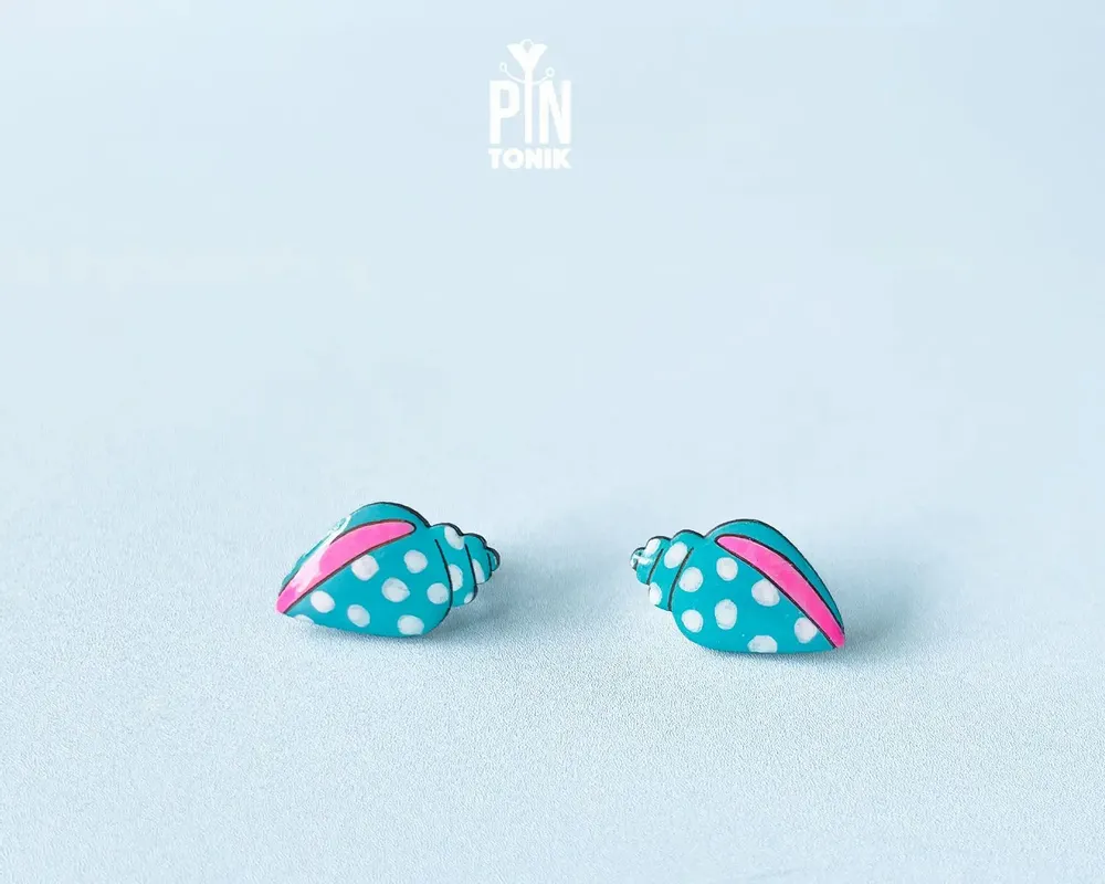 Jewelry - Shell Stud Earrings - Contemporary Marine Form - PINTONIK