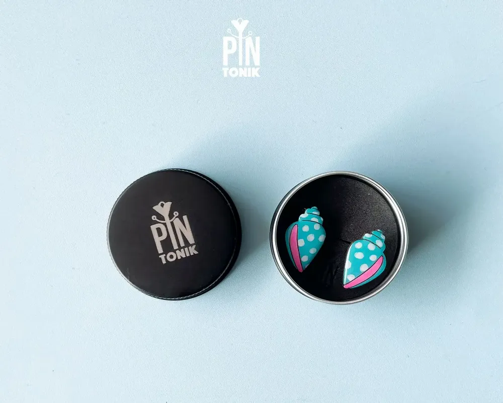 Jewelry - Shell Stud Earrings - Contemporary Marine Form - PINTONIK