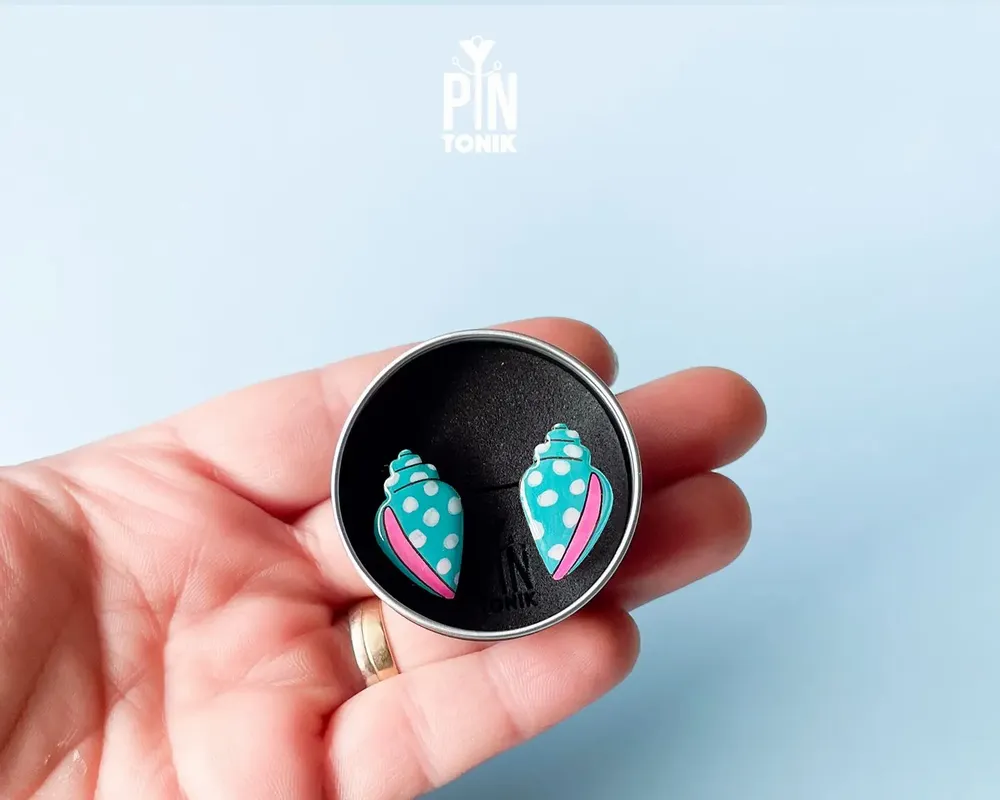 Jewelry - Shell Stud Earrings - Contemporary Marine Form - PINTONIK