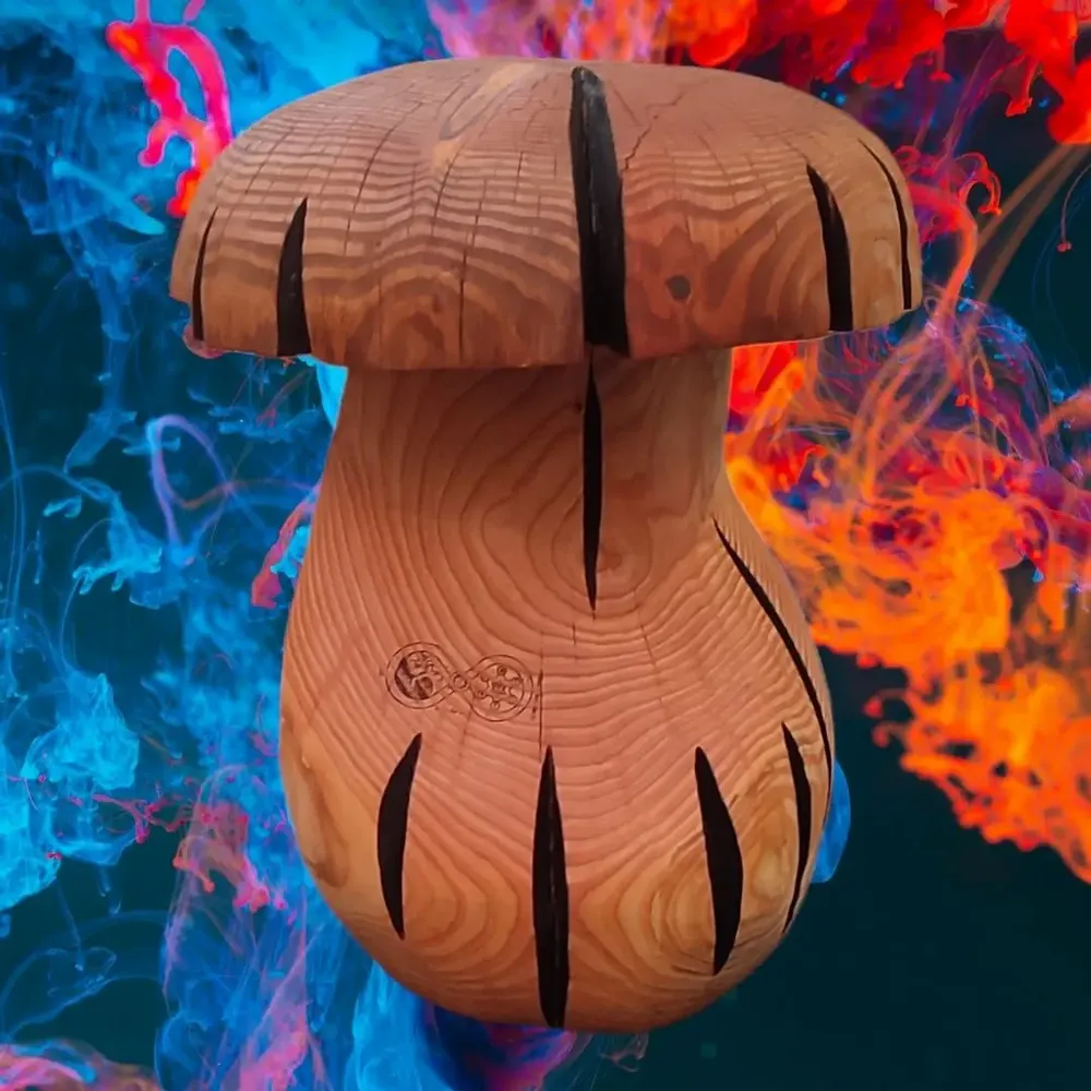 Pièces uniques - Cèpes tabourets sculptés en bois - BOIS DE LION