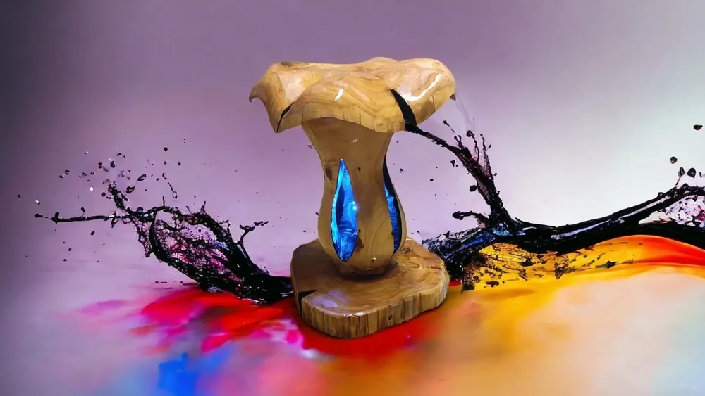 Pièces uniques - Girolles lumineuses sculptées en bois - BOIS DE LION