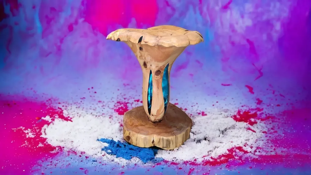 Pièces uniques - Girolles lumineuses sculptées en bois - BOIS DE LION